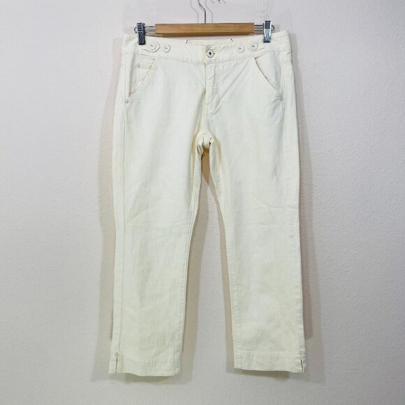 Daughters of the Liberation Anthropologie Size 6 Ivory Cropped Jeans - Picture 1 of 9